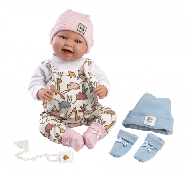 Llorens 84481 NOWORODEK 2 w 1 - realistyczna lalka niemowlę z dźwiękami i miękkim materiałowym ciałem - 44 cm