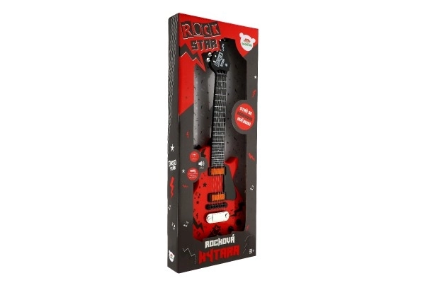 Gitara elektryczna ROCK STAR plastikowa 58cm na baterie z dźwiękiem, światłem w pudełku 24x62x5,5cm