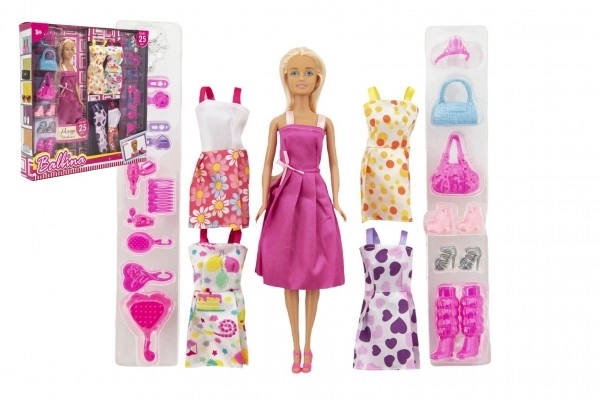Lalka modelka plastik 30 cm z odzieżą i dodatkami