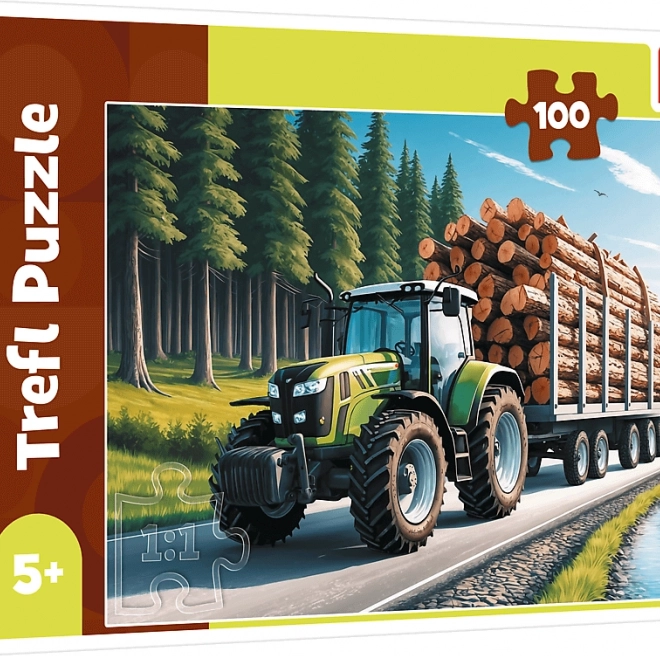 Puzzle Leśny traktor 100 elementów