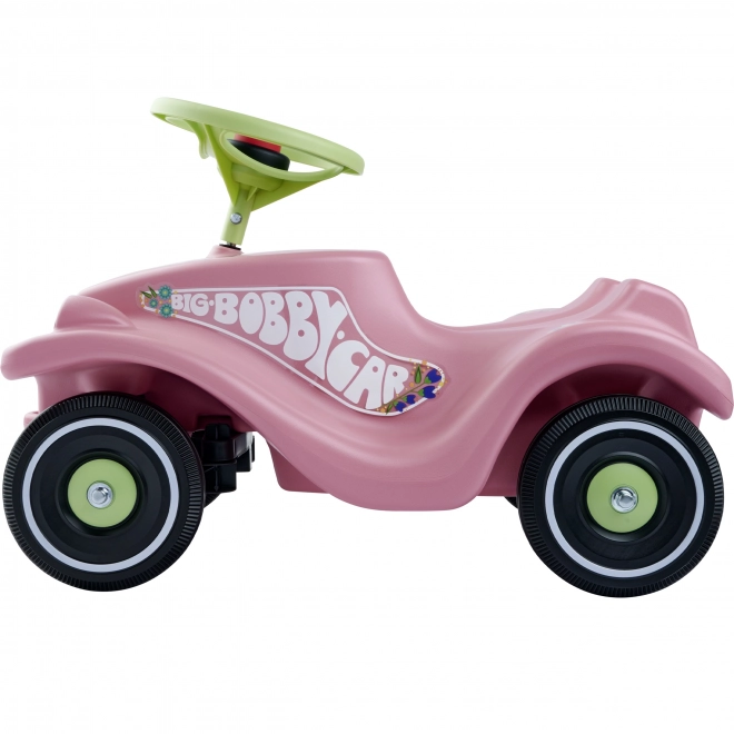 Auto odpychacz BIG BOBBY CAR CLASSIC różowe z naklejkami kwiatuszków
