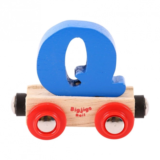 Drewniany wagonik Bigjigs Rail z literką Q