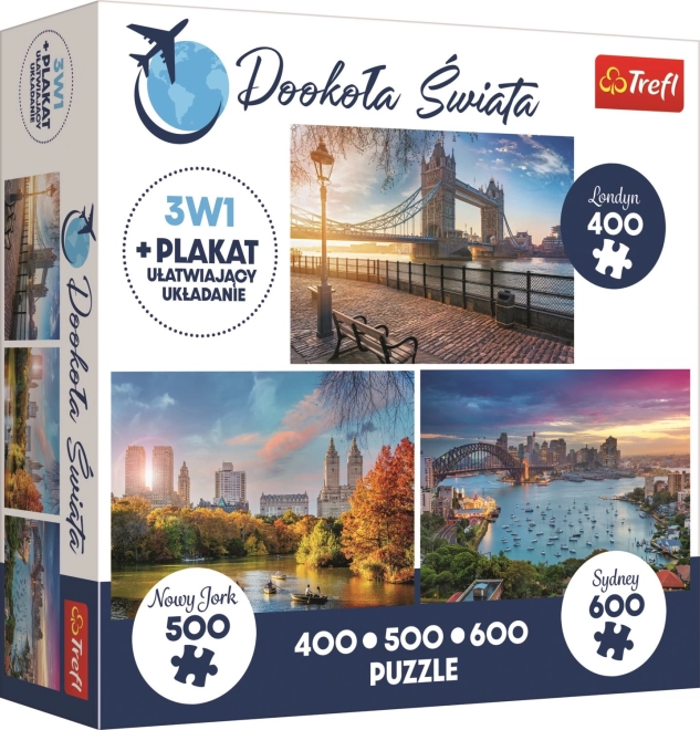 Puzzle Dookoła świata: Londyn, Nowy Jork i Sydney