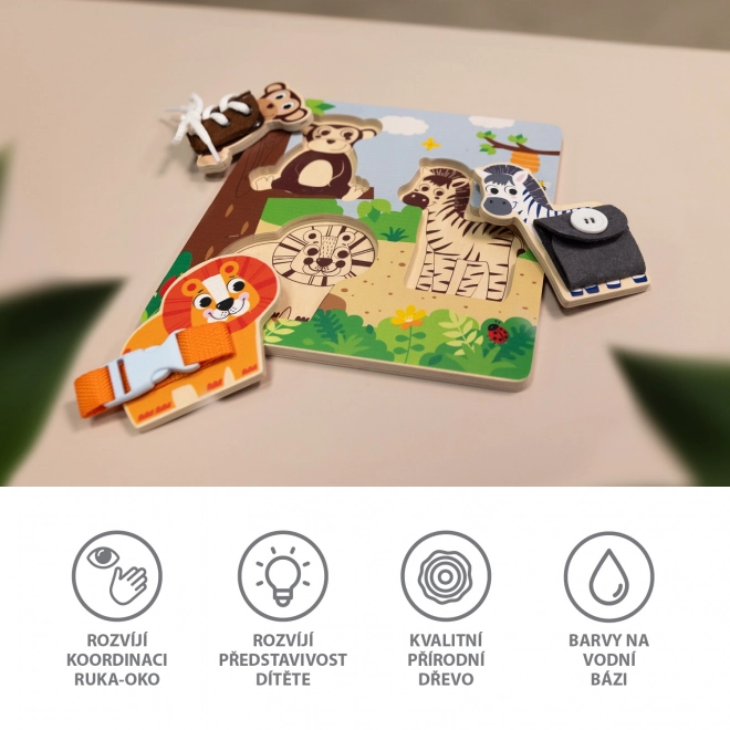 Drewniane puzzle Montessori safari dla dzieci