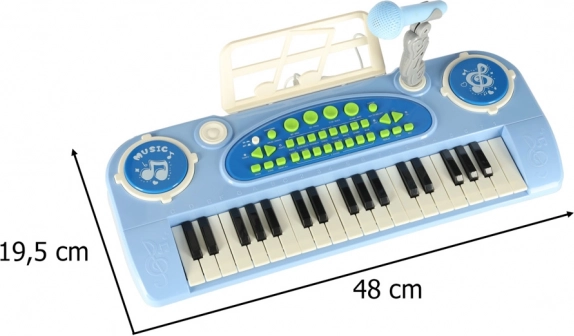 Interaktywny dziecięcy instrument klawiszowy z mikrofonem – niebieski
