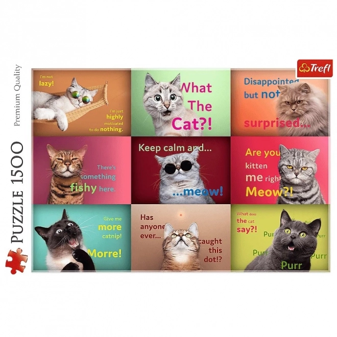 Puzzle 1500 Śmieszne kocie portrety