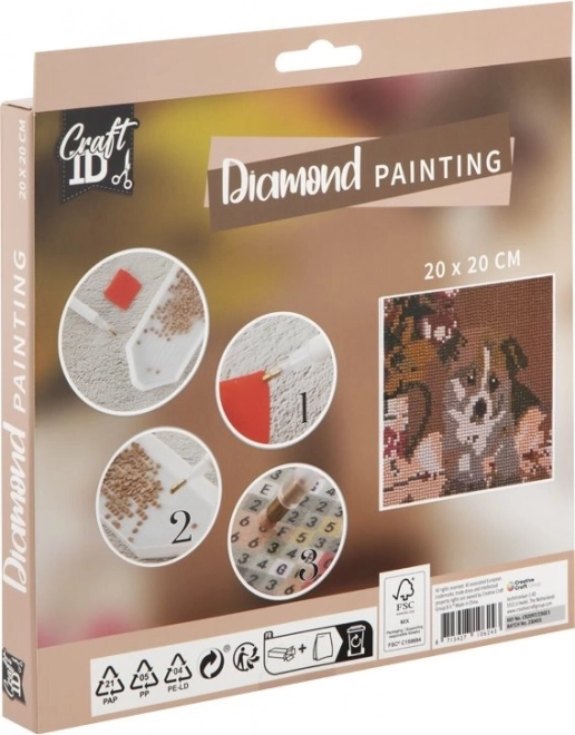 GRAFIX Malowanie Diamentowe Słodki Szczeniak 20x20cm