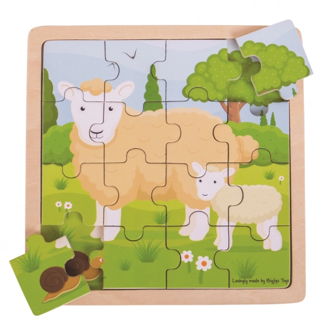 Bigjigs Toys układanka - Owca z jagnięciem
