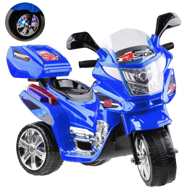 Dziecięcy motocykl sportowy z kolorowym oświetleniem LED – Niebieska