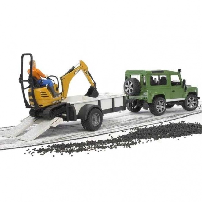 Zestaw do zabawy Bruder SUV i minikoparka gąsienicowa JCB z przyczepą