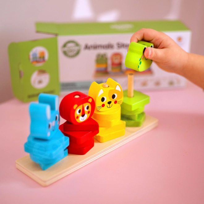 Montessori układanka zwierzątka piramidka 27 elementów FSC
