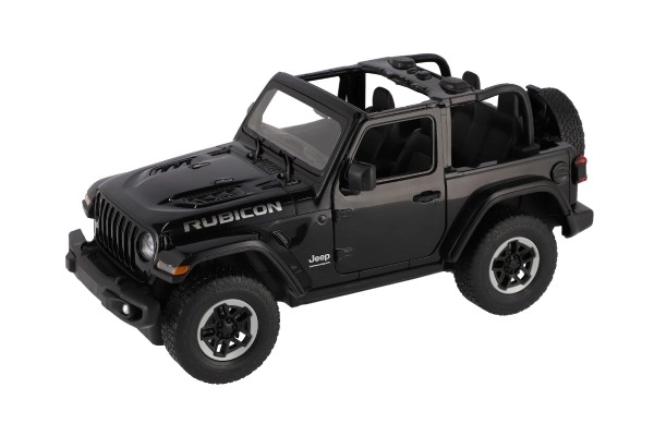 Auto RC Jeep Wrangler Rubicon czarny plastik 29cm 2,4GHz na dalsze sterowanie na baterie w pudełku 44x19x26cm
