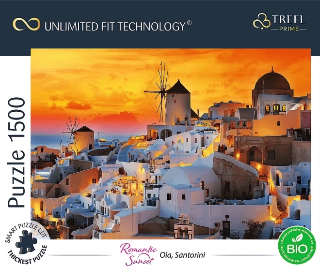 Romantyczne puzzle zachód słońca Santorini 1500 elementów