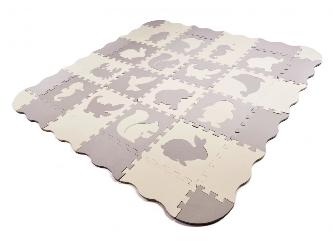 Kontrastowe beżowe piankowe puzzle ze zwierzątkami