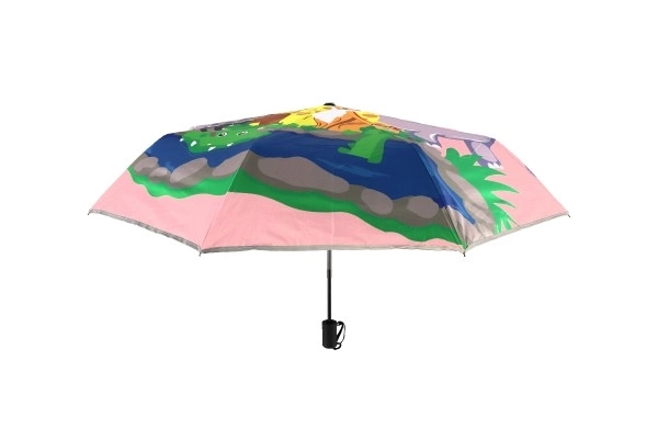 Parasolka składana dla dzieci, materiał/metal 28cm różowa w woreczku