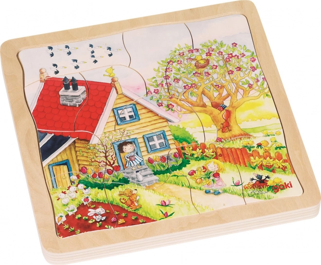 Rozwojowe drewniane puzzle Pory roku
