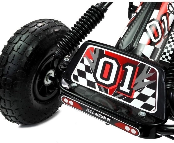 Pedałowy gokart powietrzny + Nadmuchiwane opony + Regulowane siedzenie – czarny