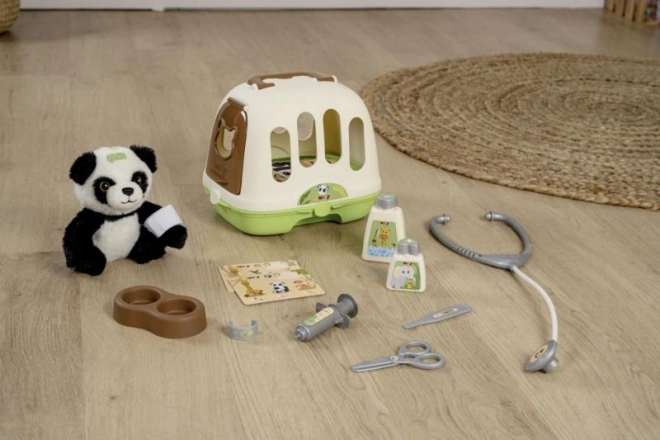 Weterynaryjny zestaw z panda i pudełkiem transportowym 2w1