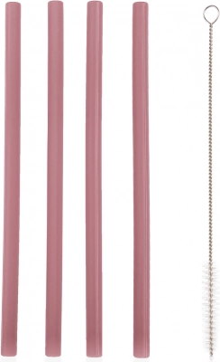 Silikonowe słomki 4 szt., Old Pink