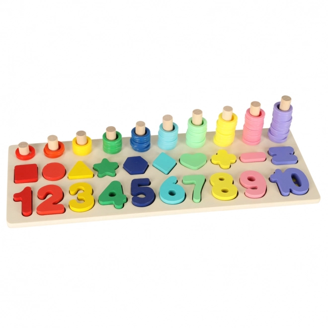Drewniany edukacyjny zestaw konstrukcyjny 2w1 z liczydłem Montessori