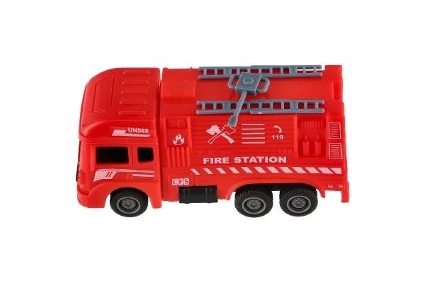 Auto strażackie plastikowe 11cm z mechanizmem cofania 4 rodzaje 12szt w pudełku
