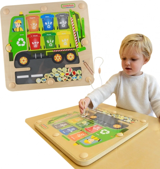 Masterkidz Magnetyczna Tablica Segregacji Odpadów Recyklingowa Ciężarówka Montessori