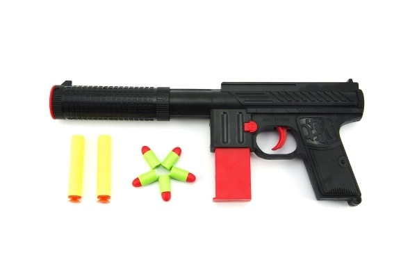 Pistole na piankowe naboje 2 szt. + karabinek 5 szt. plastik 30cm w pudełku