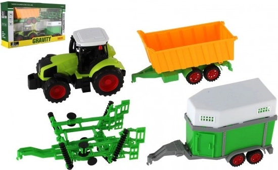 Dziecięcy traktor z trzema przyczepami