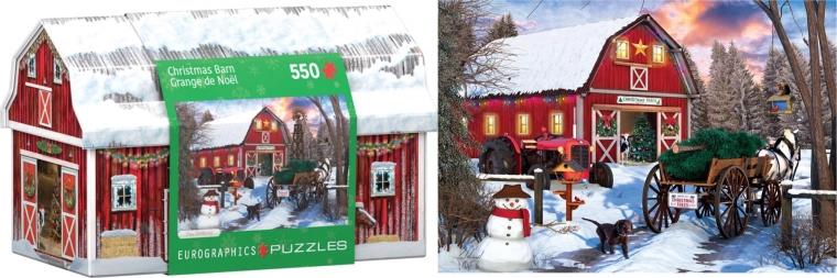Puzzle w metalowym pudełku Boże Narodzenie na farmie 550 elementów EUROGRAPHICS