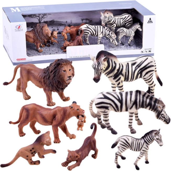 Zestaw figurek safari – zwierzęta – Zebra + lew