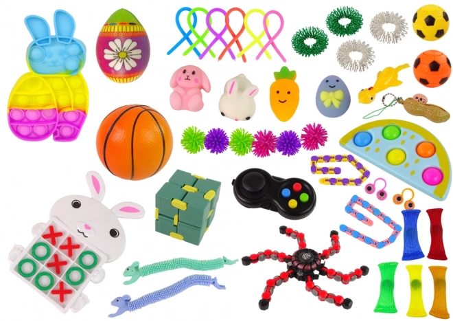 Wielkanocne Zabawki Fidget Pop It Squishy Antystresowy Zestaw 42 elementów