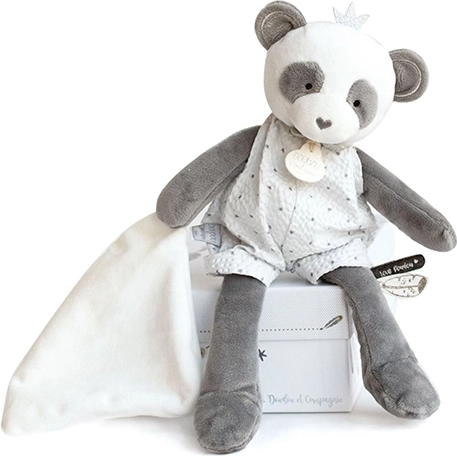 Doudou Prezentowa pluszowa panda z kocykiem 28 cm