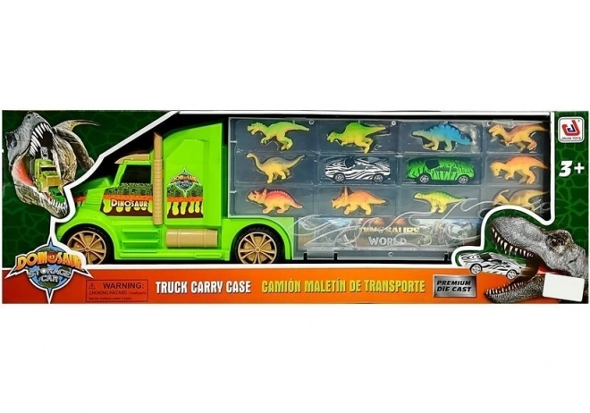 Walizka Transporter Sorter z dinozaurami zielony