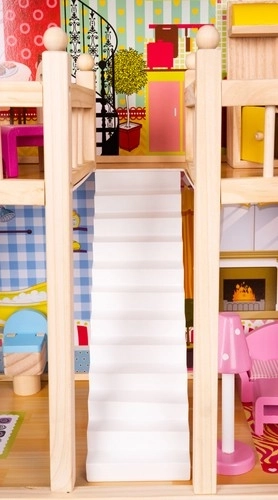 Drewniany domek dla lalek z wyposażeniem 90 cm