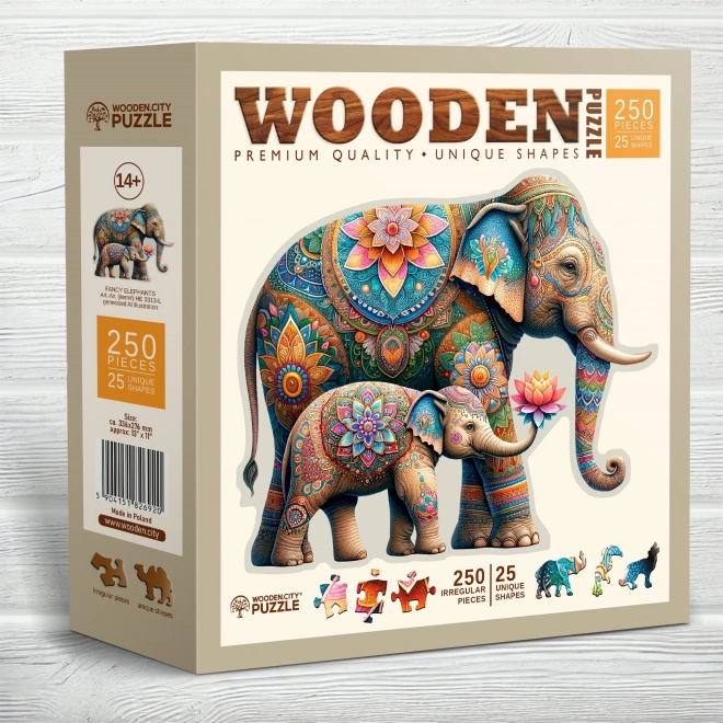 Drewniane puzzle Modne słonie 250 elementów
