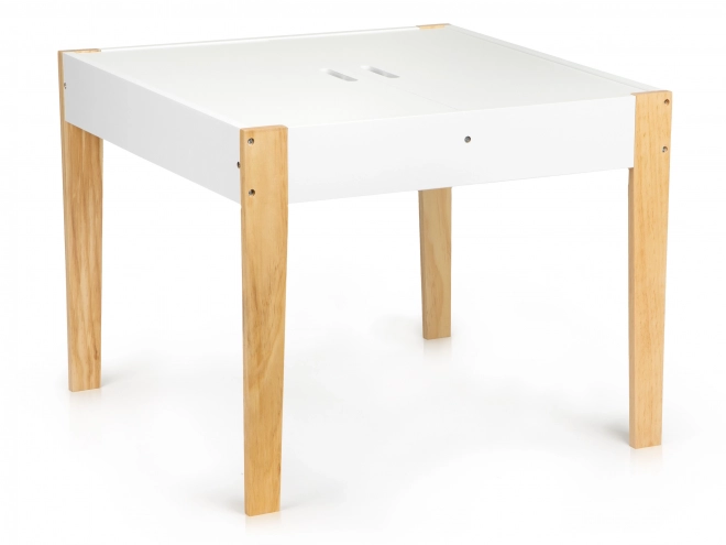 ECOTOYS Drewniany stolik dziecięcy z tablicą i dwoma krzesełkami