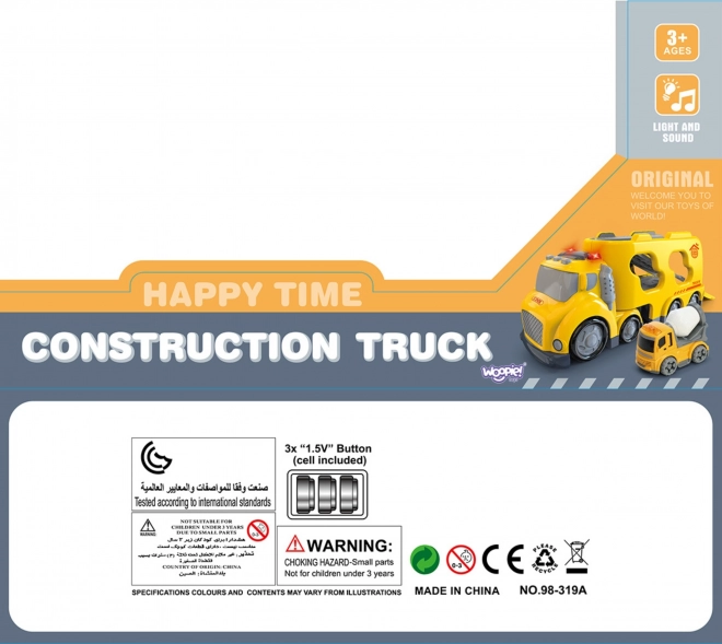 Wielka żółta laweta City Truck z efektami dźwiękowymi i świetlnymi