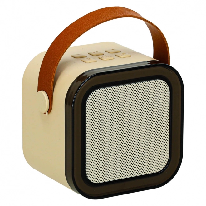 Zestaw Karaoke 2 mikrofony + przenośny głośnik BLUETOOTH USB LED kolor beżowy