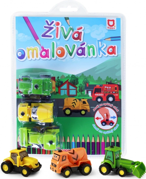 Żywa kolorowanka – pojazdy budowlane, zestaw 3 szt.