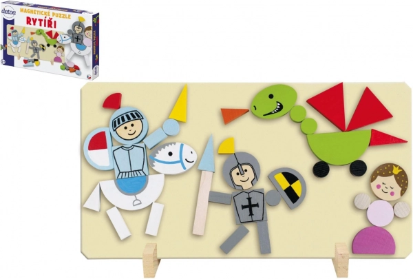 Magnetyczne drewniane puzzle rycerze DETOA