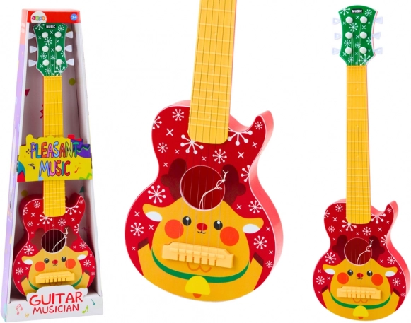 dziecięca zabawka gitara z regulacją strun renifer czerwona
