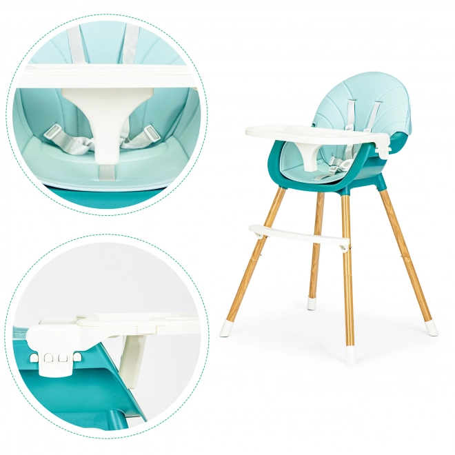 Ecotoys Krzesełko do karmienia 2w1 turkusowe