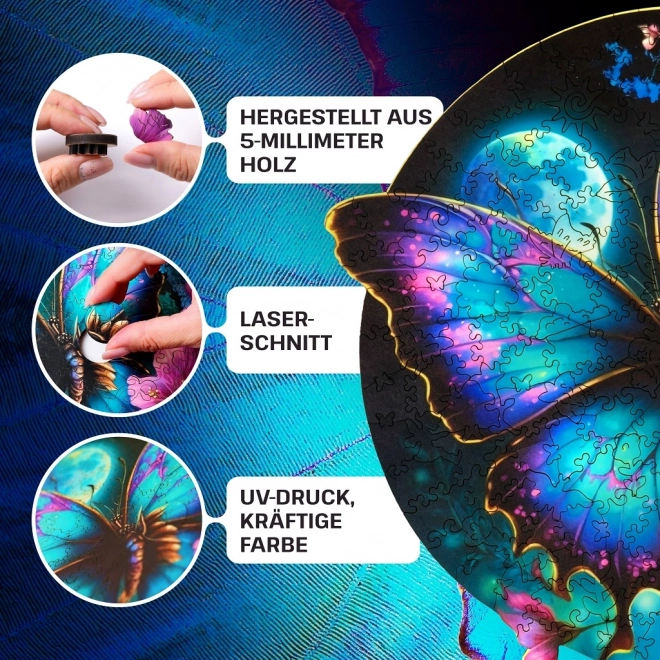 EscapeWelt Drewniane puzzle luminescencyjne Motyl 500 elementów