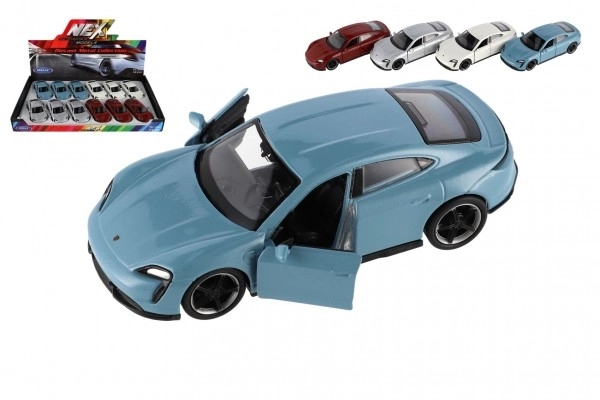 Auto Welly Porsche Taycan Turbo S metalowy/plastikowy 12cm 4 kolory na wyciąganym napędzie 12szt w pudełku