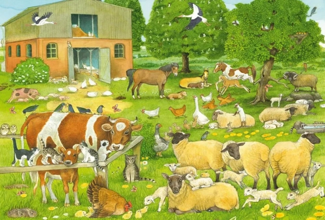 Puzzle zwierzęce rodziny na farmie 100 elementów