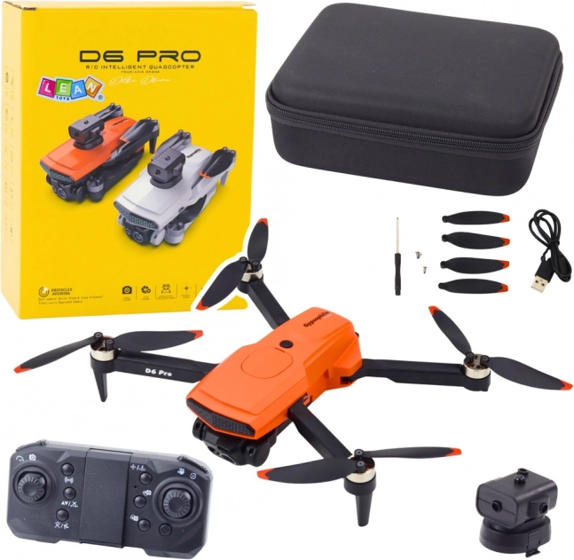Dron D6 Pro z podwójną kamerą HD i światłami LED, pomarańczowy