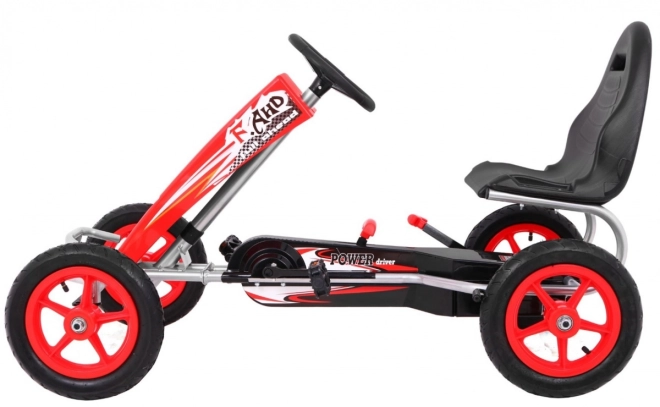 Gokart Full Ahead AIR z pedałami dla dzieci 3+ Czerwony + Regulacja siedzenia + Opony pneumatyczne + Hamulec ręczny