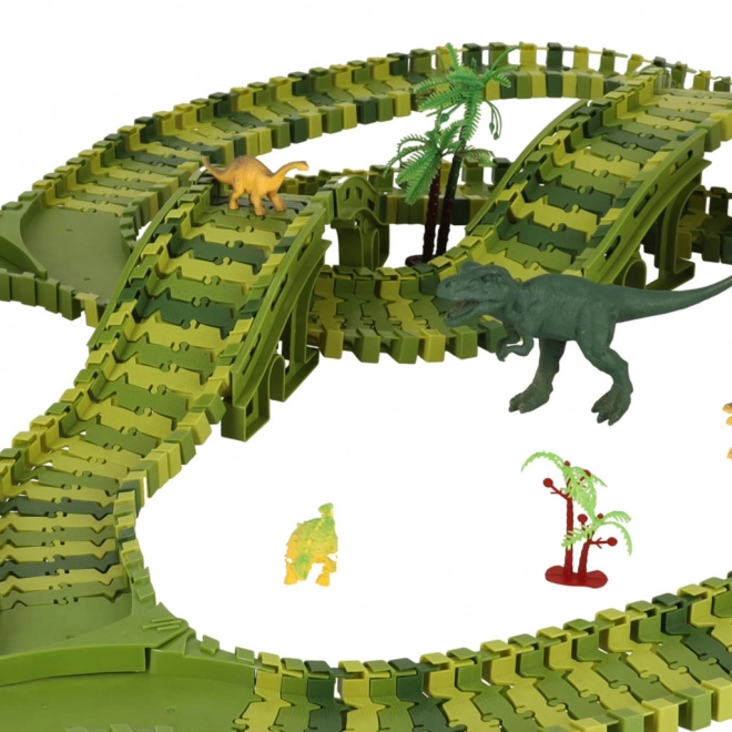 Dinozaurów tor wyścigowy z autami 240 elementów