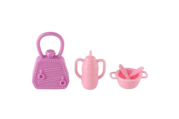 Lalka Anlily 30cm z dziewczynką i wózkiem + akcesoria plastikowe w pudełku 20x32x7cm