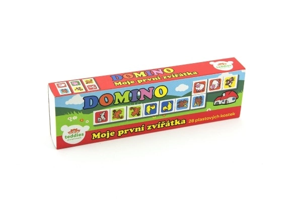 Domino Moje pierwsze zwierzątka 28szt gra towarzyska w pudełku 21x6x3cm